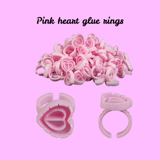 100 Pack Pink Heart Glue Rings