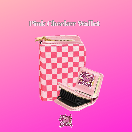Pink Checker Mini Wallet